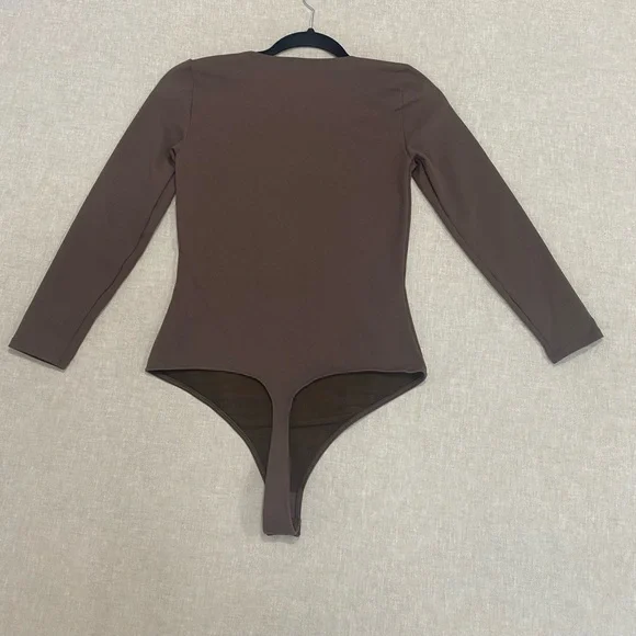 Free People intimately Truth or Square Bodysuit Small Brown Long sleeve Thong - Picture 2 of 12
